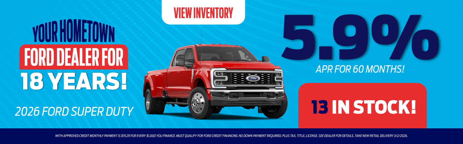 2026 Ford Super Duty 5.9% APR for 60 months!
