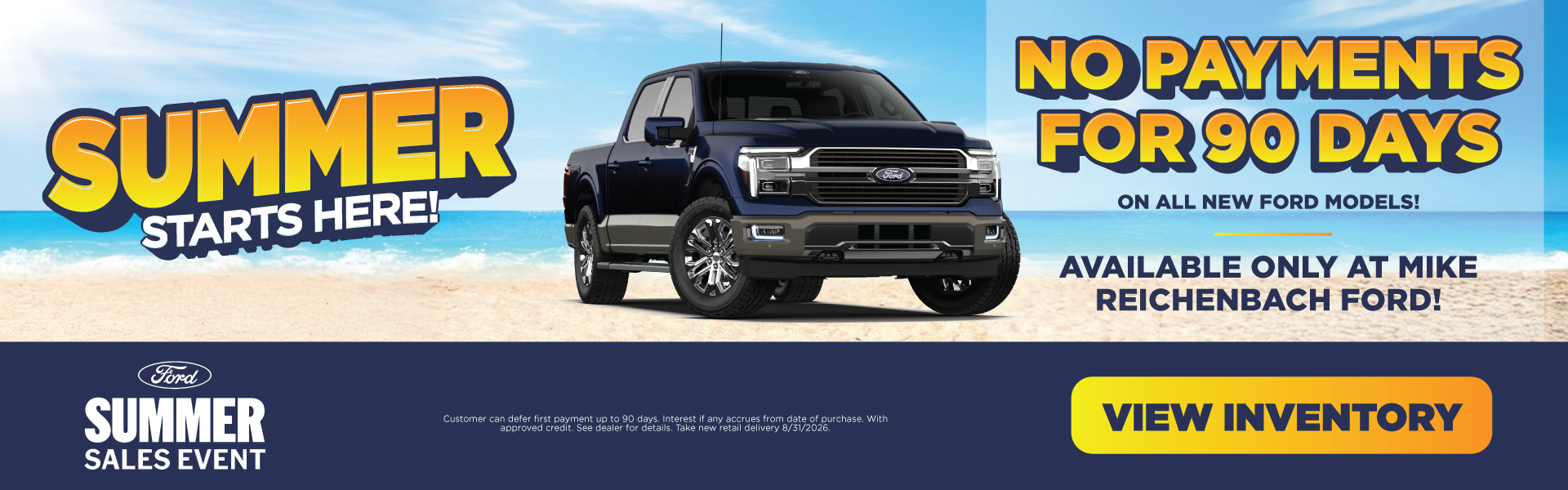 No Payments for 90 Days on ALL new Fords model! Available ON