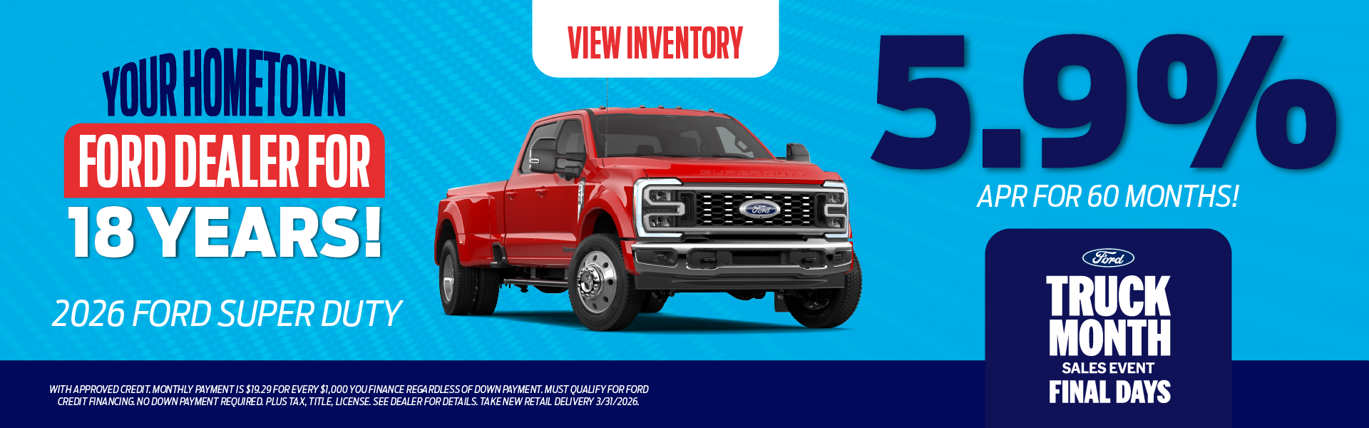 2026 Ford Super Duty 5.9% APR for 60 months!
