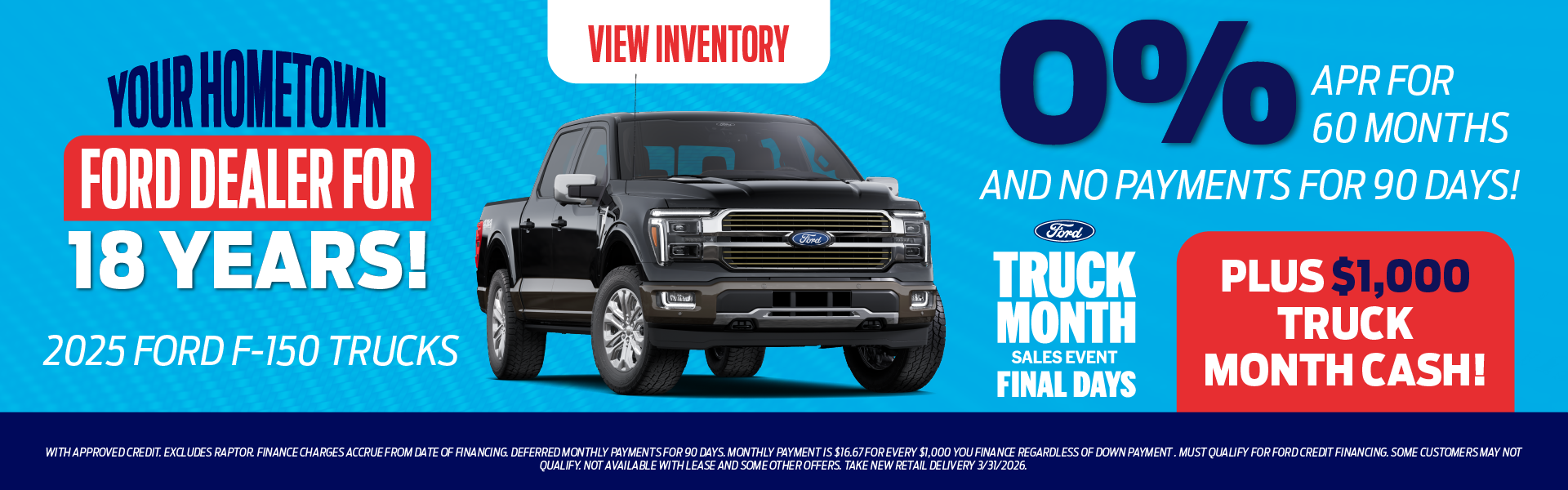 2025 Ford F-150 Trucks 0% APR for 60 months