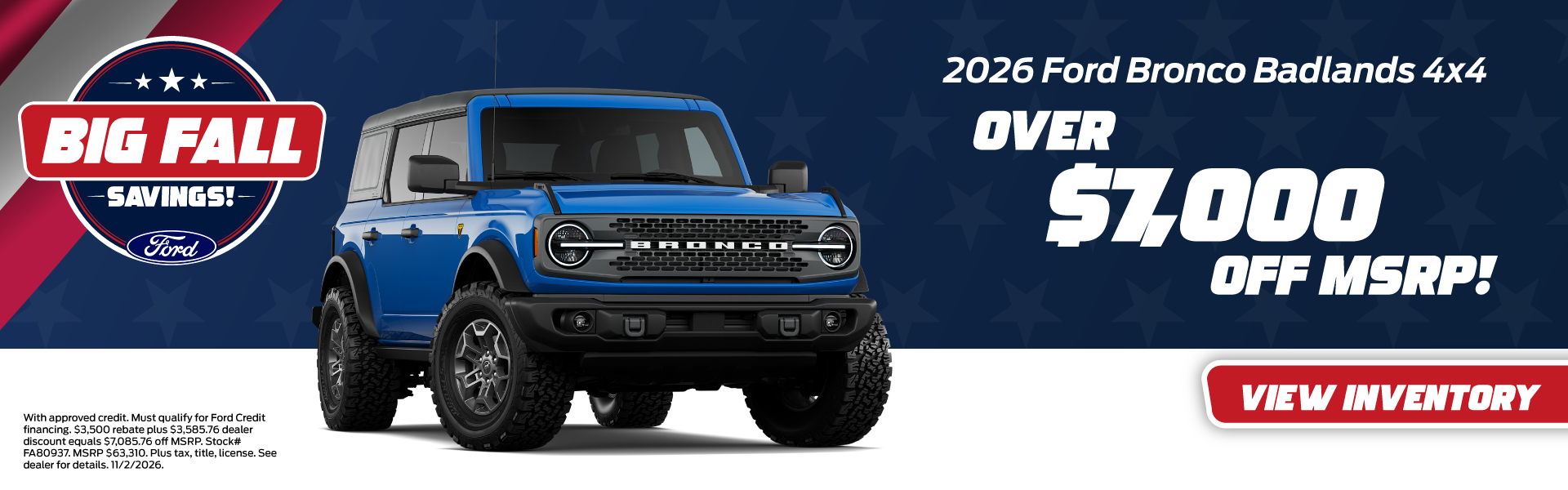2026 Ford Bronco Badlands 4x4 Over $7,000 off MSRP!