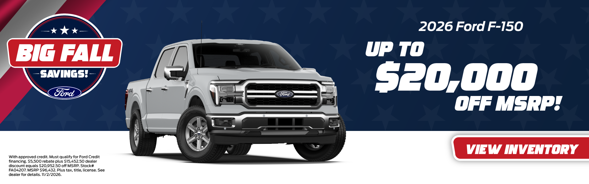 2026 Ford F-150 Up to $20,000 off MSRP!